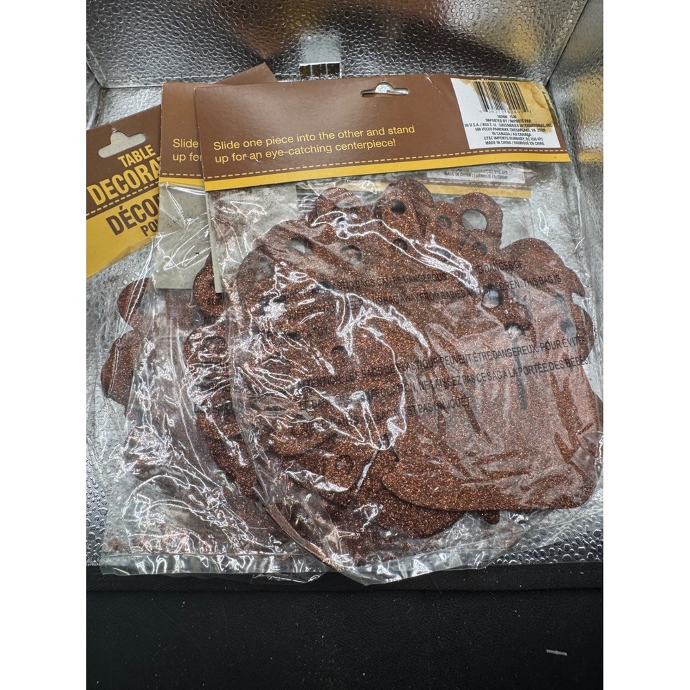 Greenbrier International Glitter Copper Turkey Table Centerpiece Set of 3 182400